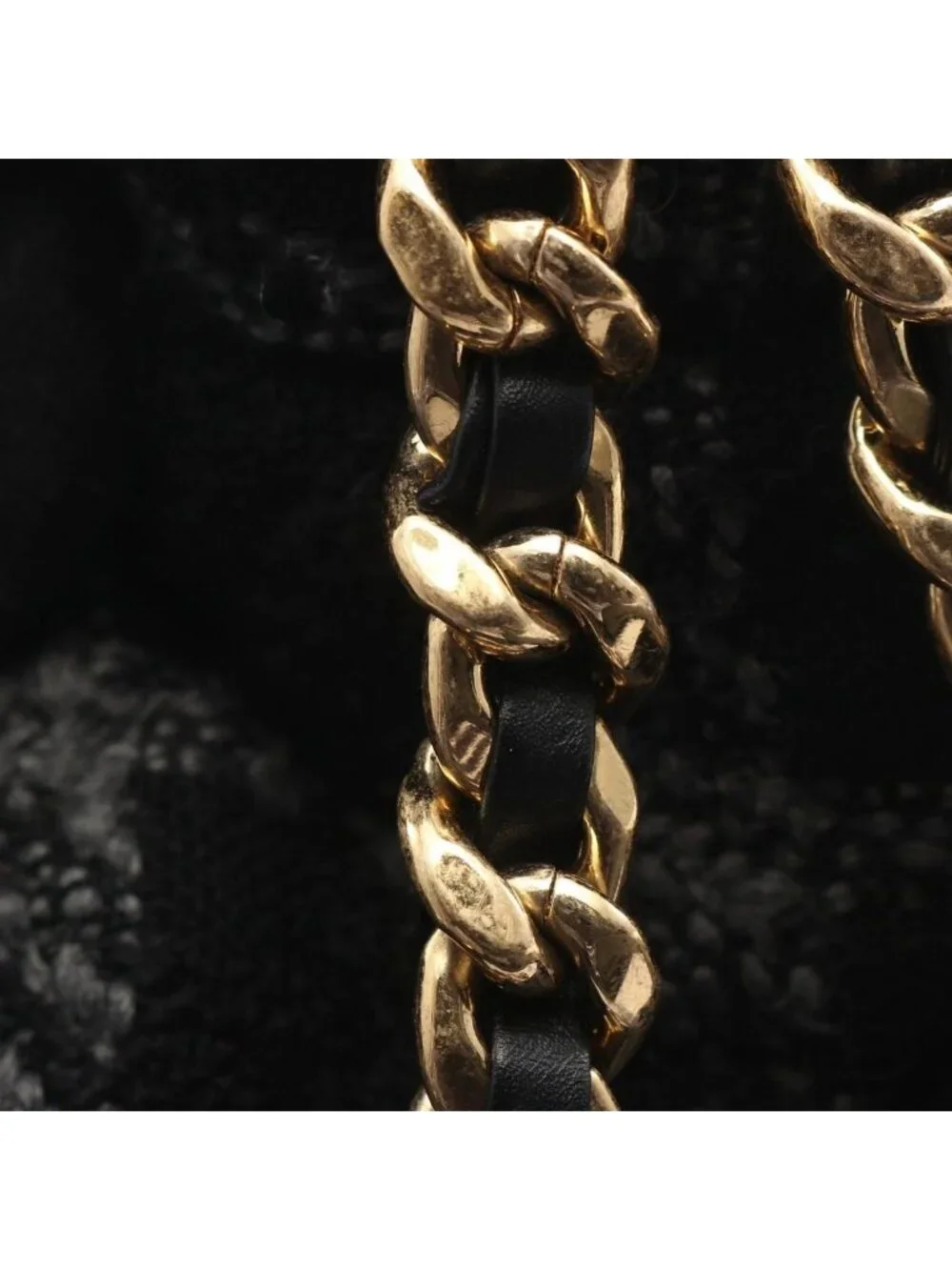 Chanel Backpack CC Logo Black Gray Wool Quilted Chain